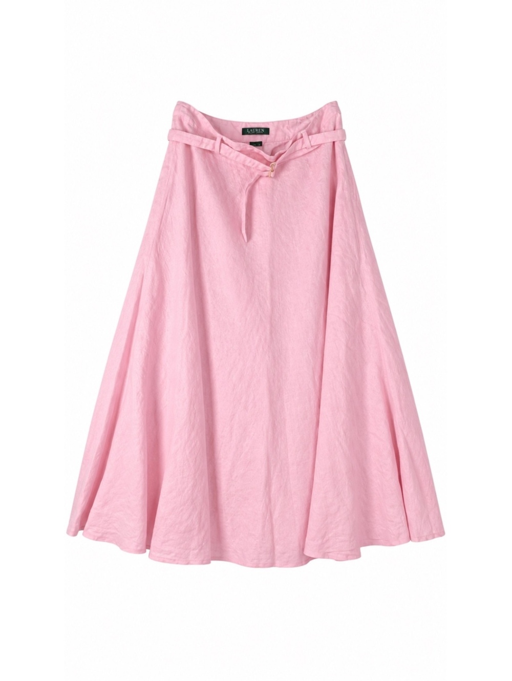 Lauren Ralph Lauren Pink 100% Linen A-Line Midi Skirt Women’s Size 12